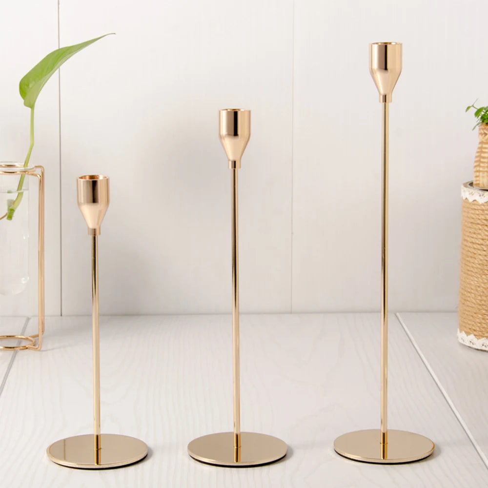 Modern Metal Skinny Tapered Candle Holders