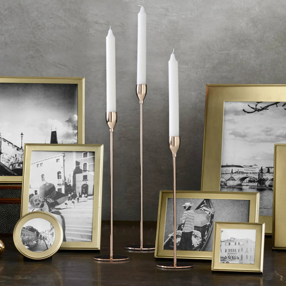 Modern Metal Skinny Tapered Candle Holders