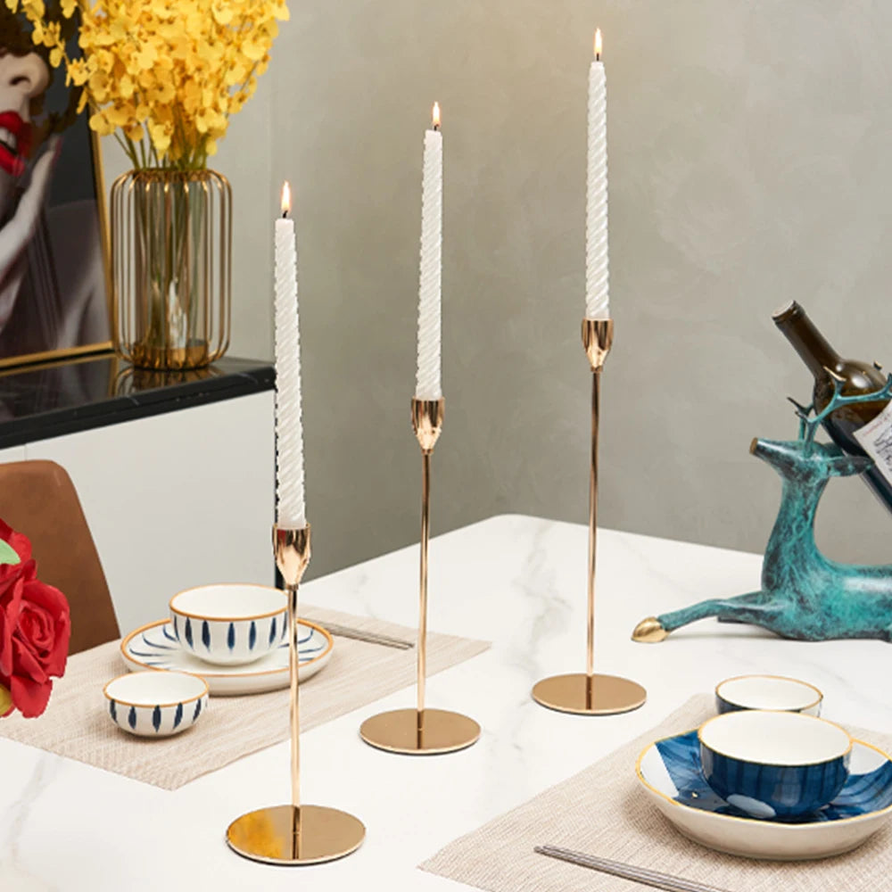 Modern Metal Skinny Tapered Candle Holders