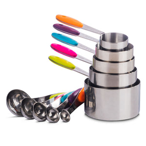 Stainless Steel Multicolor 10 piece measuring set