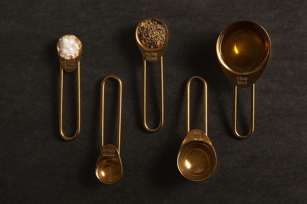 Gold Measuring Cups & Measuring Spoons 10-Piece Set (4 Cups; 6 Spoons)