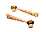 Rose Gold finished coffee measuring scoop with bag clip (set of 2)