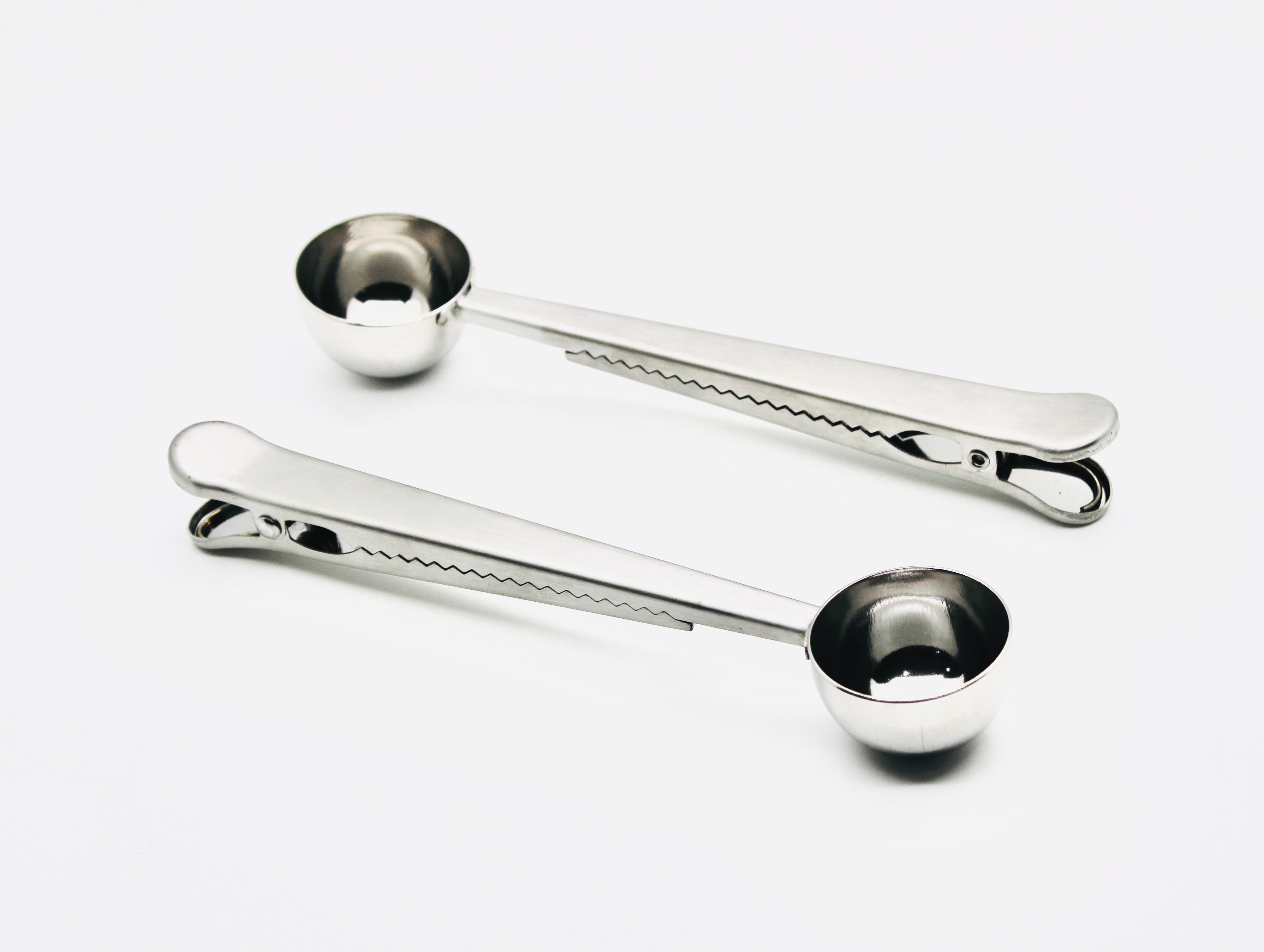 Stainless Steel coffee measuring scoop with bag clip (set of 2)