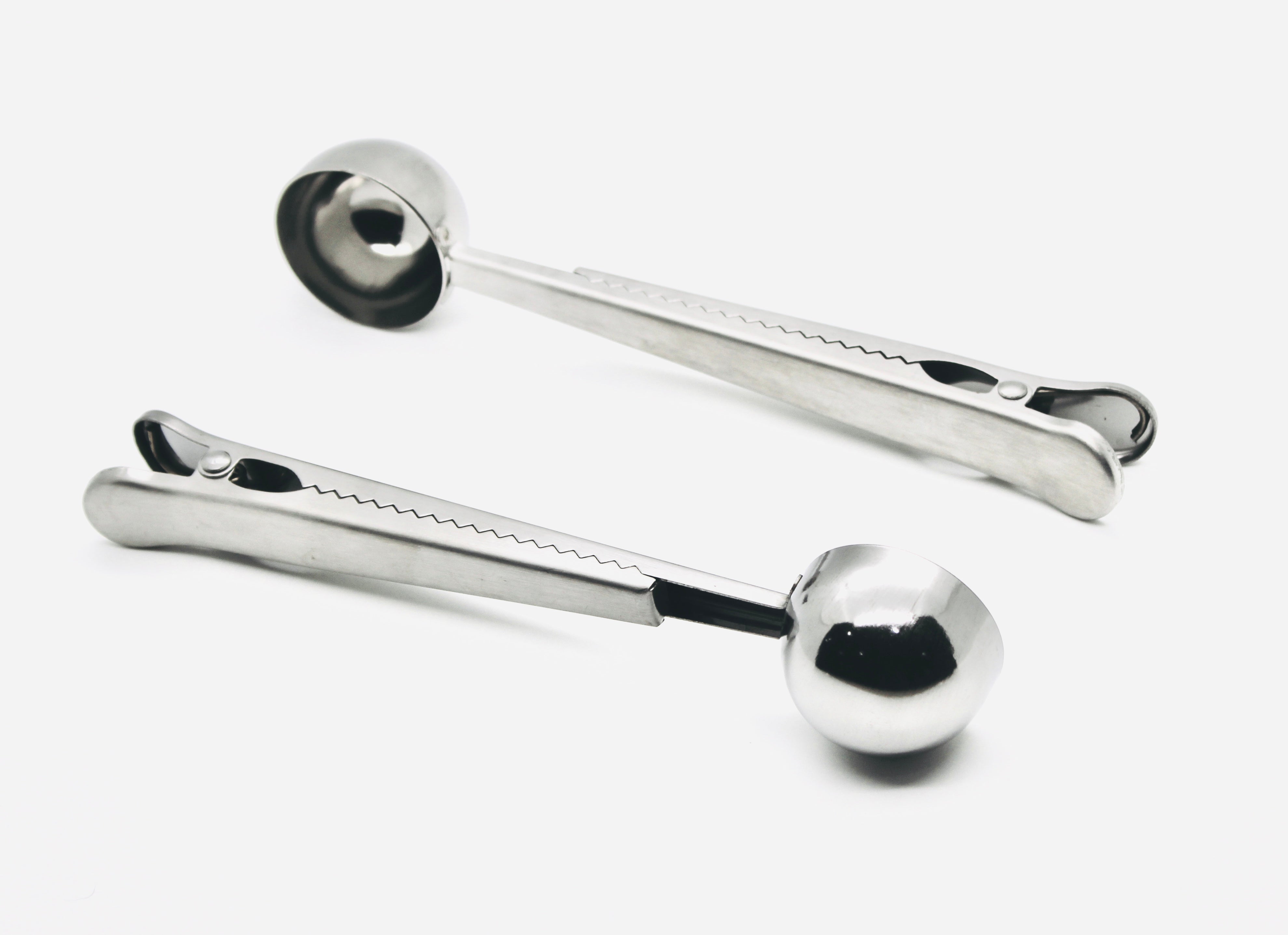 Stainless Steel coffee measuring scoop with bag clip (set of 2)