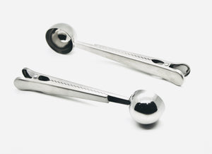 Stainless Steel coffee measuring scoop with bag clip (set of 2)