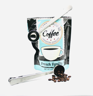 Stainless Steel coffee measuring scoop with bag clip (set of 2)
